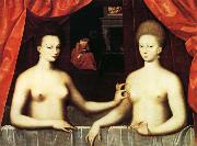 unknow artist Gabrielle d'Estrees and Her Sister,the Duchesse de Villars oil painting on canvas